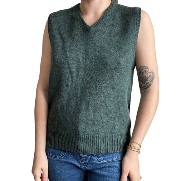 Vintage Abercrombie And Fitch Forest Green 100% Wool V Neck Sweater Vest Sz L - Picture 4 of 7